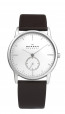 Watch strap Skagen 958XLSL Leather Dark brown 22mm