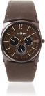 Watch strap Skagen 759LDRD Leather Dark brown