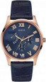 Guess watch strap W0608G2 Leather Blue + blue stitching