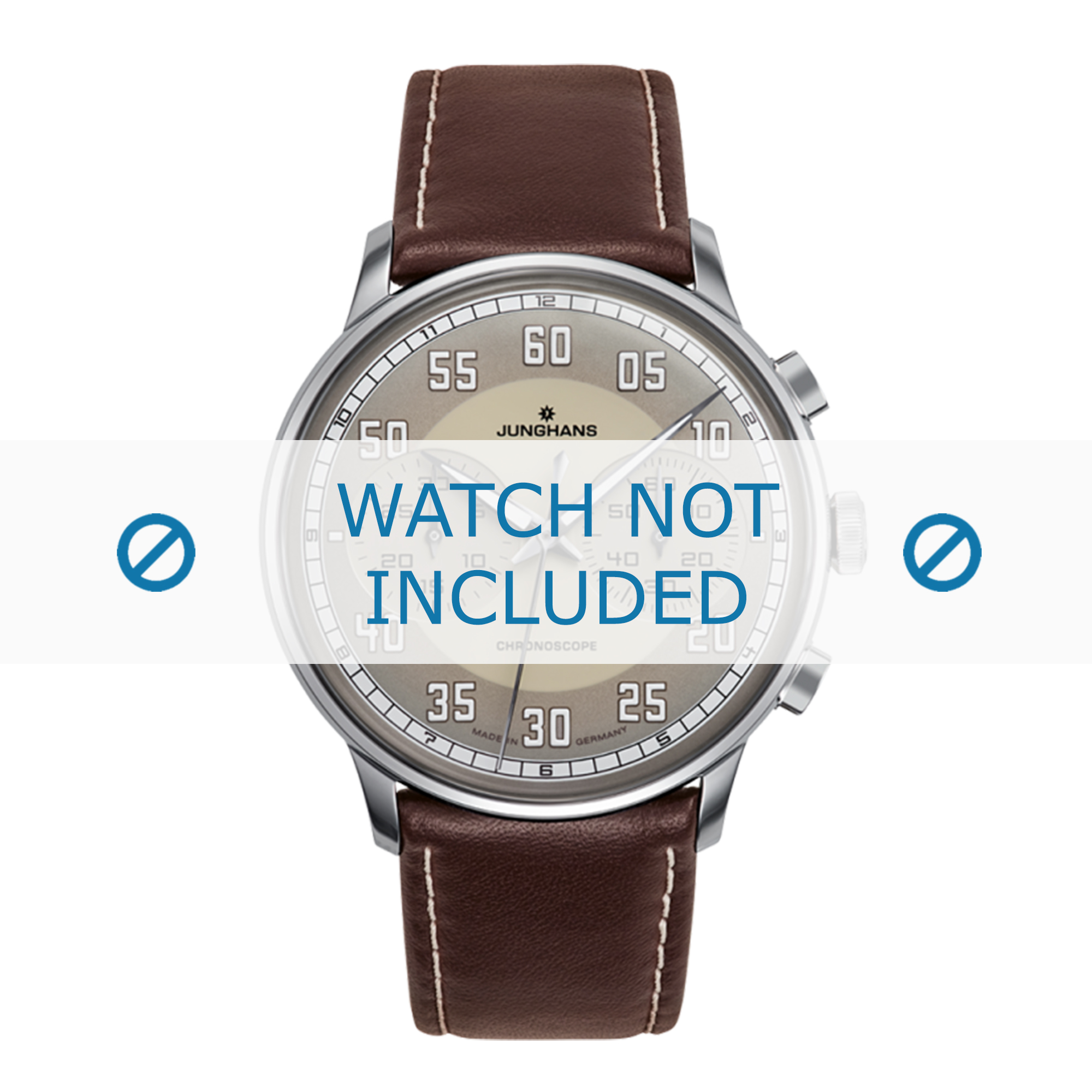 Junghans watch strap 027 3684.00 Leather Dark brown Order now